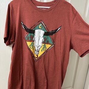 Rust Graphic T-Shirt with Bull Skull Design